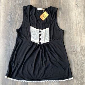 NWT black tank with lace trim